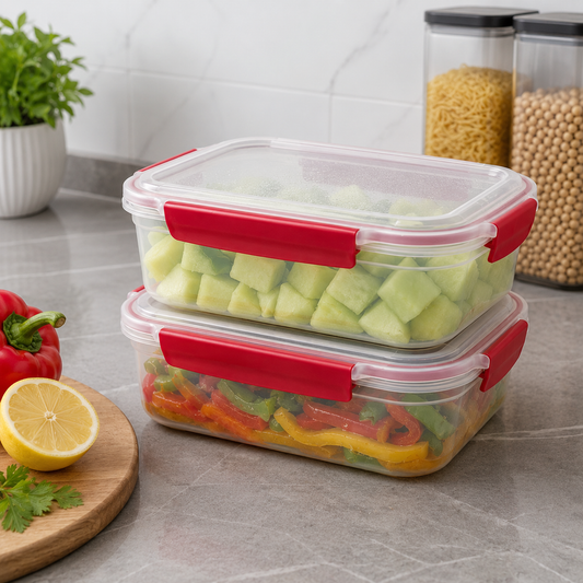 5 Pack Stackable Food Storage Containers Airtight & Leakproof Set Snap Lock Lids