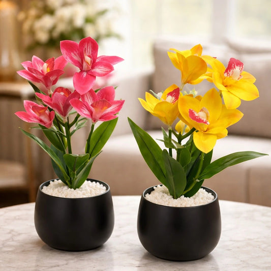 Premium Artificial Orchid Plant Set