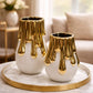 Luxe Gold Drip Ceramic Vase Set